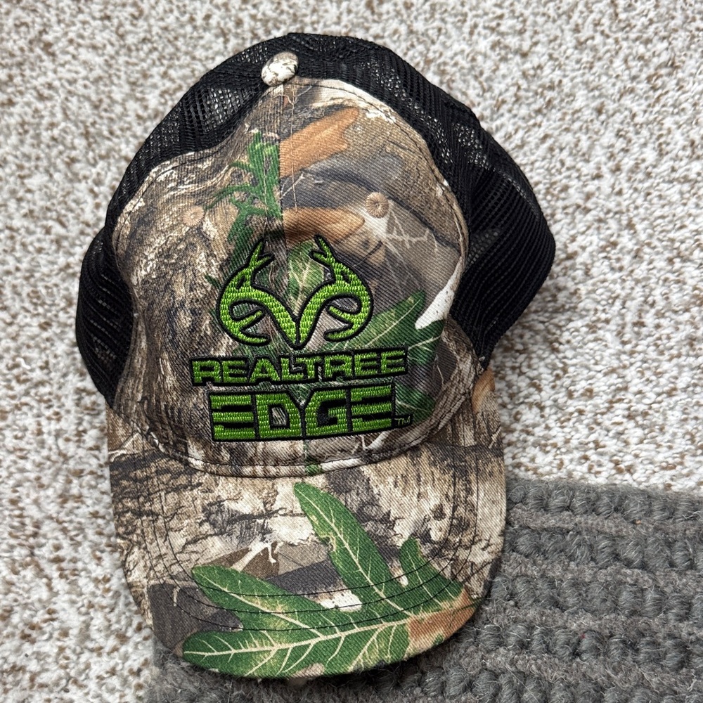 Real tree edge camo hat with black mesh in the back